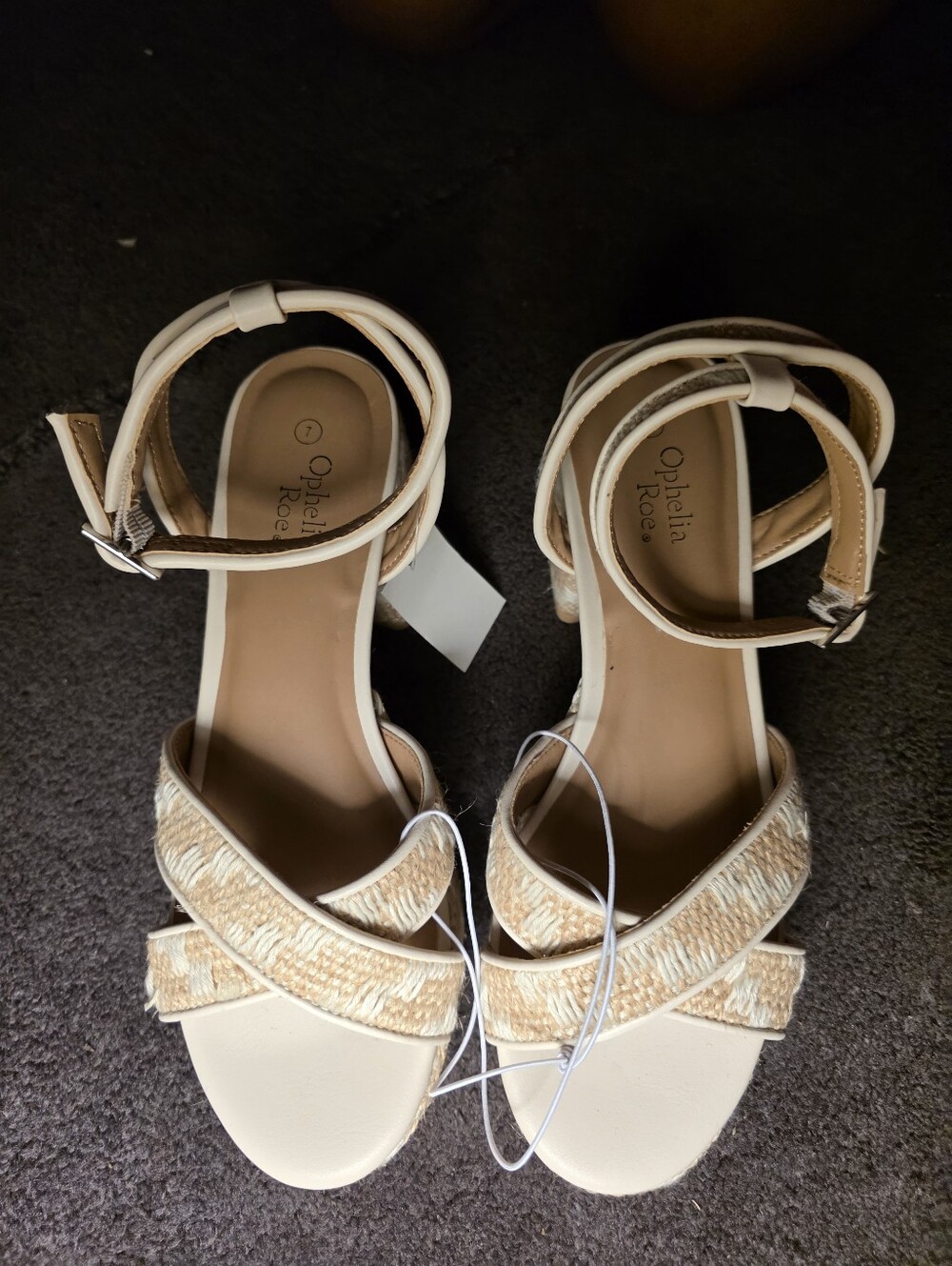Ophelia Rose Cream Braided Ankle-Strap Sandals